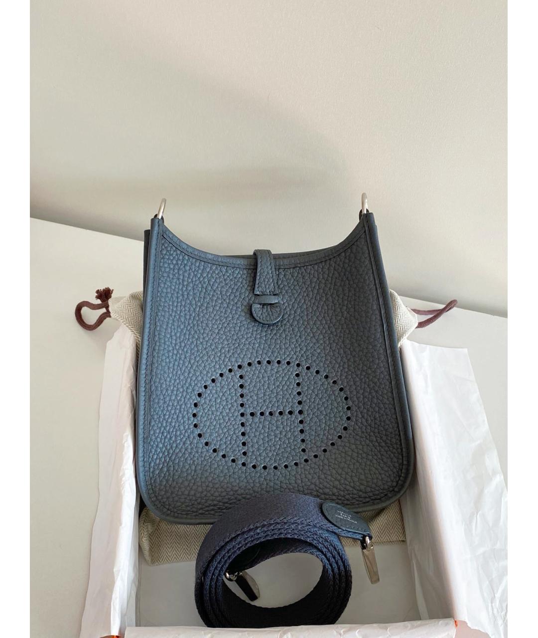 HERMES Антрацитовая кожаная сумка через плечо, фото 3