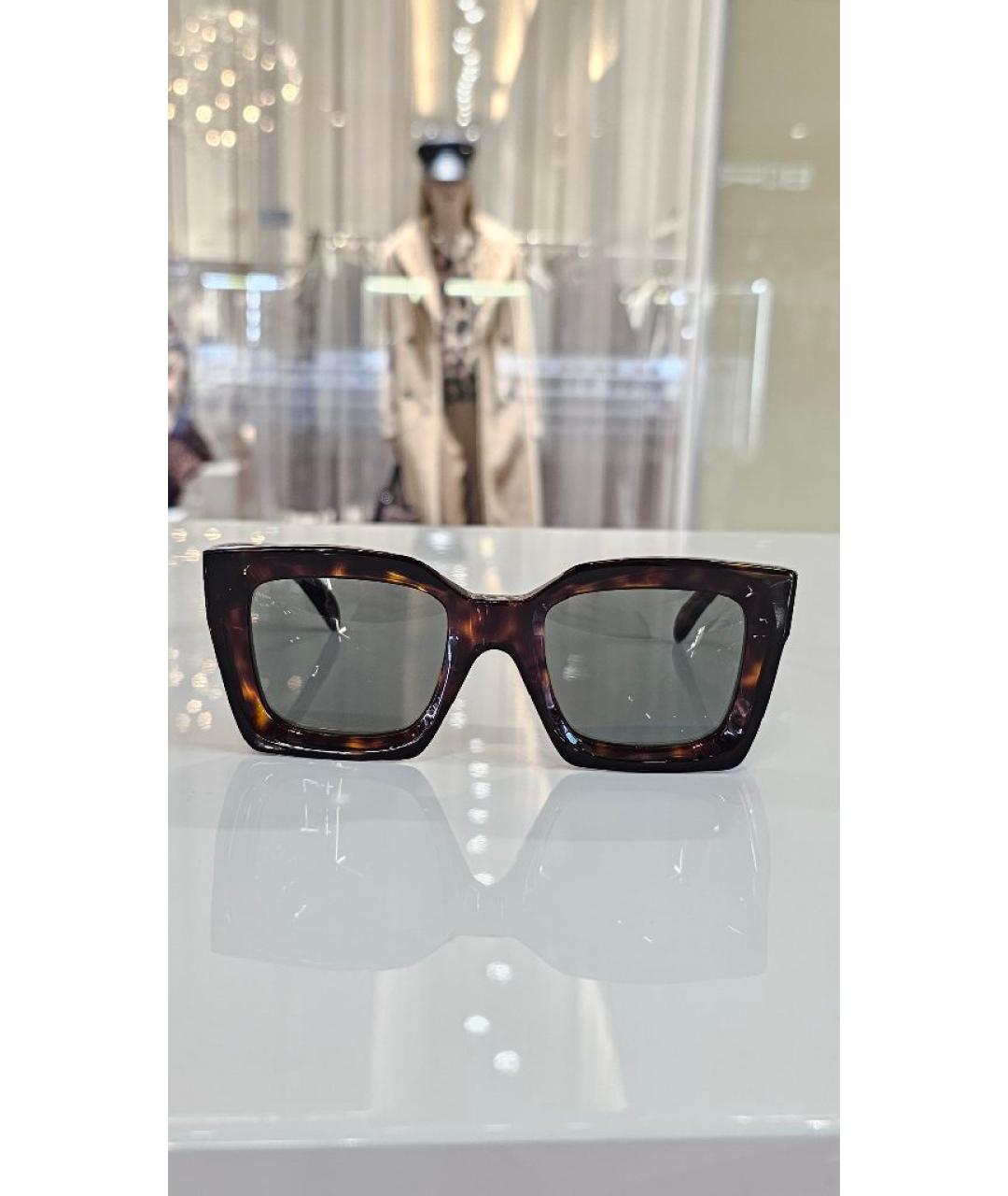 CELINE Коричневые пластиковые солнцезащитные очки, фото 7