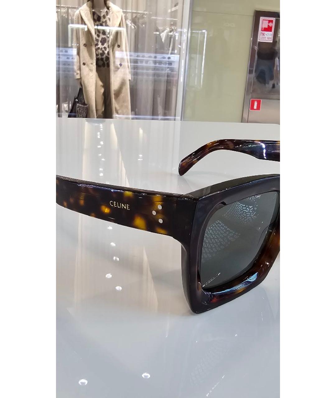 CELINE Коричневые пластиковые солнцезащитные очки, фото 3