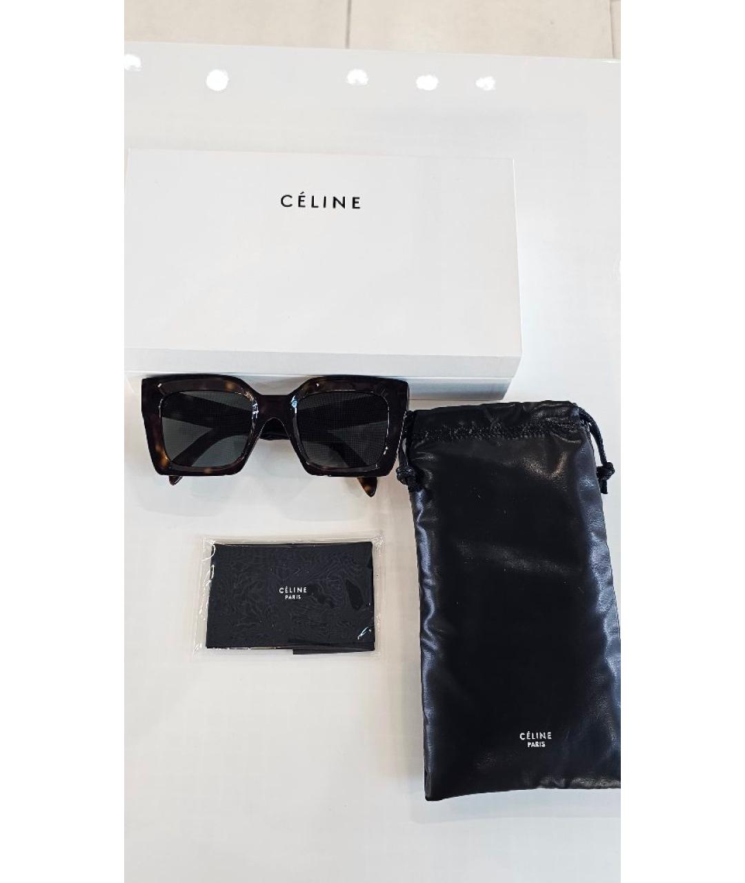 CELINE Коричневые пластиковые солнцезащитные очки, фото 4