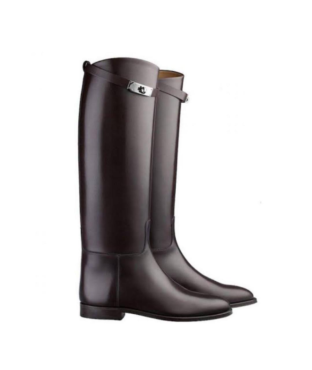 HERMES Коричневые кожаные сапоги, фото 1