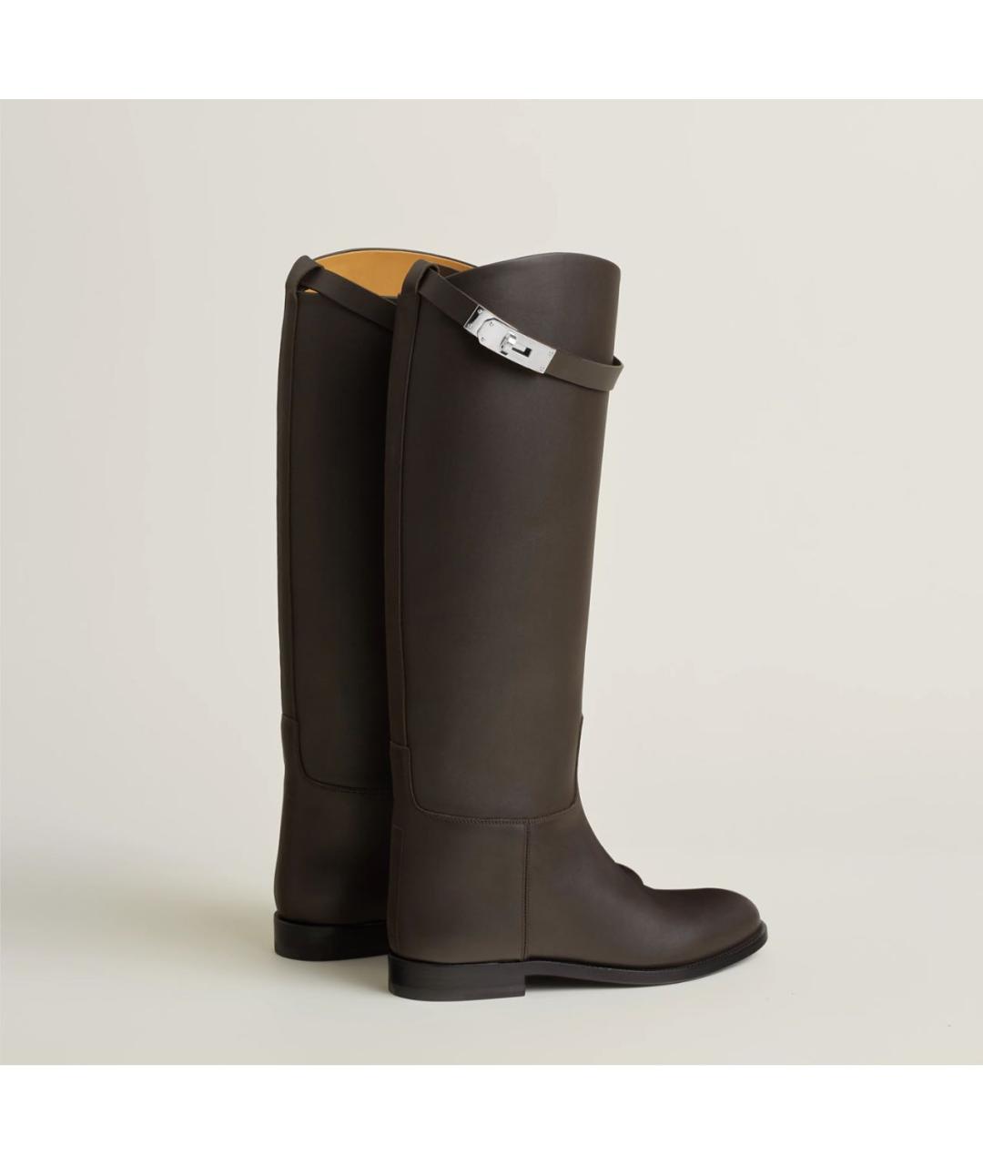 HERMES Коричневые кожаные сапоги, фото 2