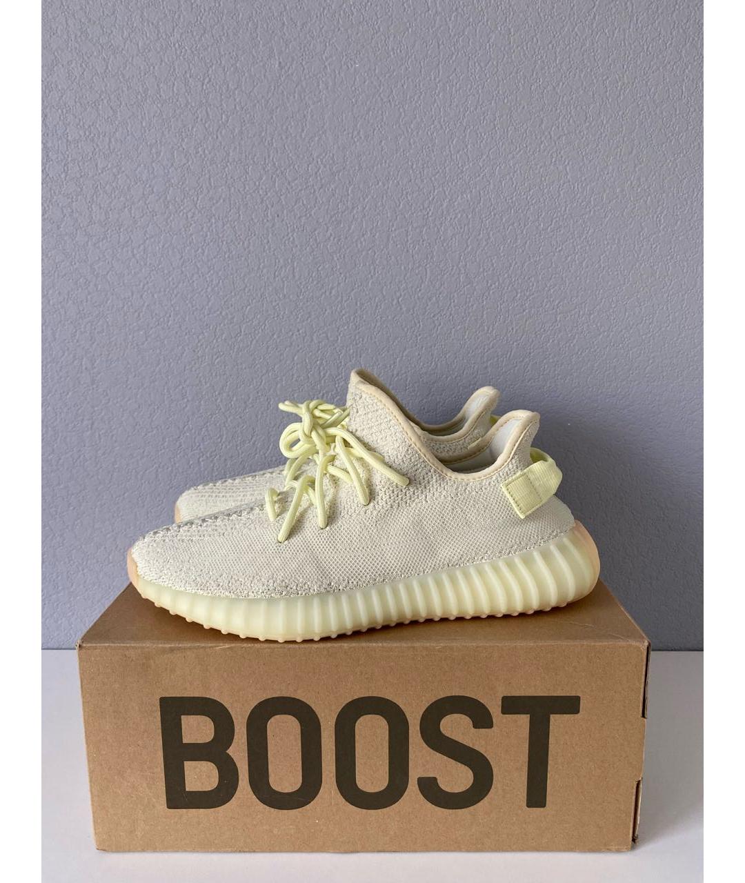 ADIDAS YEEZY Бежевые текстильные низкие кроссовки / кеды, фото 3