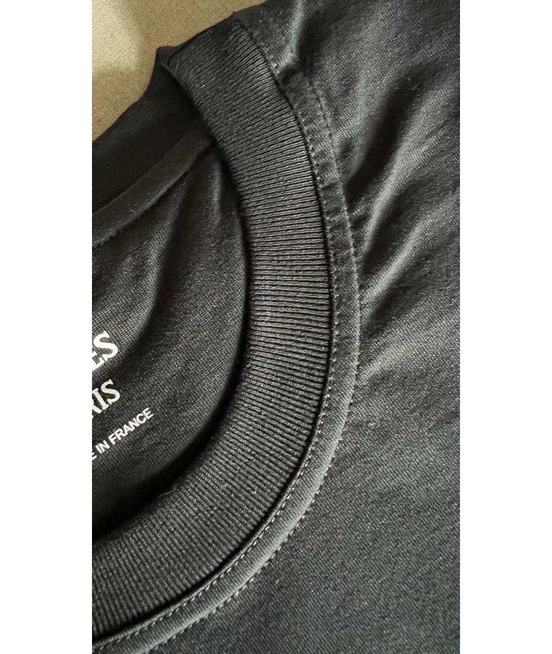 HERMES Черная хлопковая футболка, фото 4