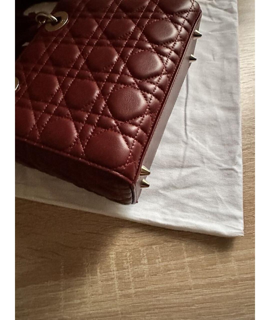 CHRISTIAN DIOR Бордовая кожаная сумка с короткими ручками, фото 2
