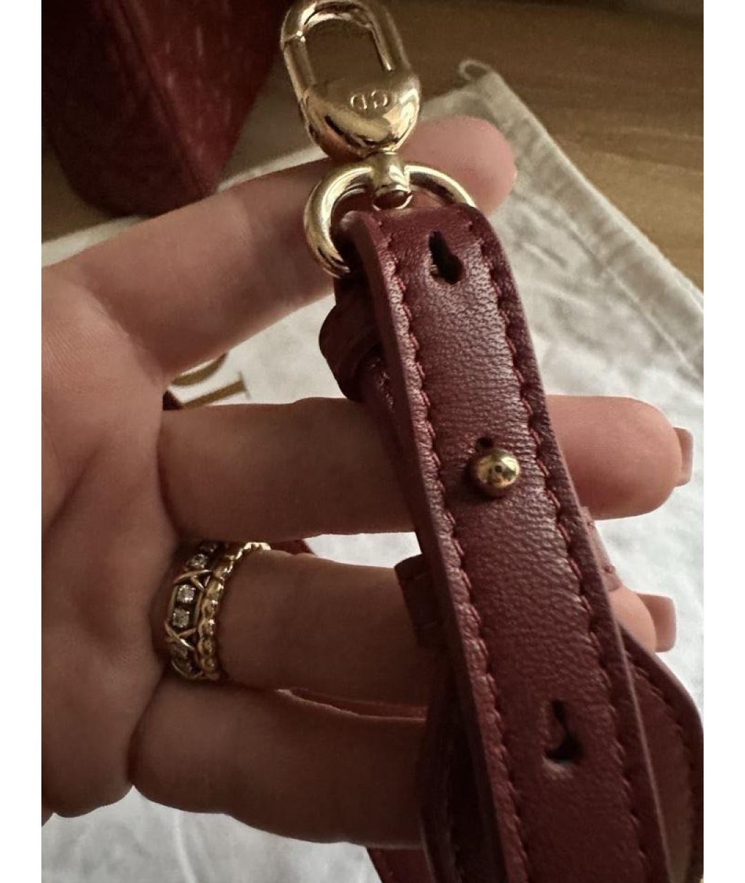 CHRISTIAN DIOR Бордовая кожаная сумка с короткими ручками, фото 7