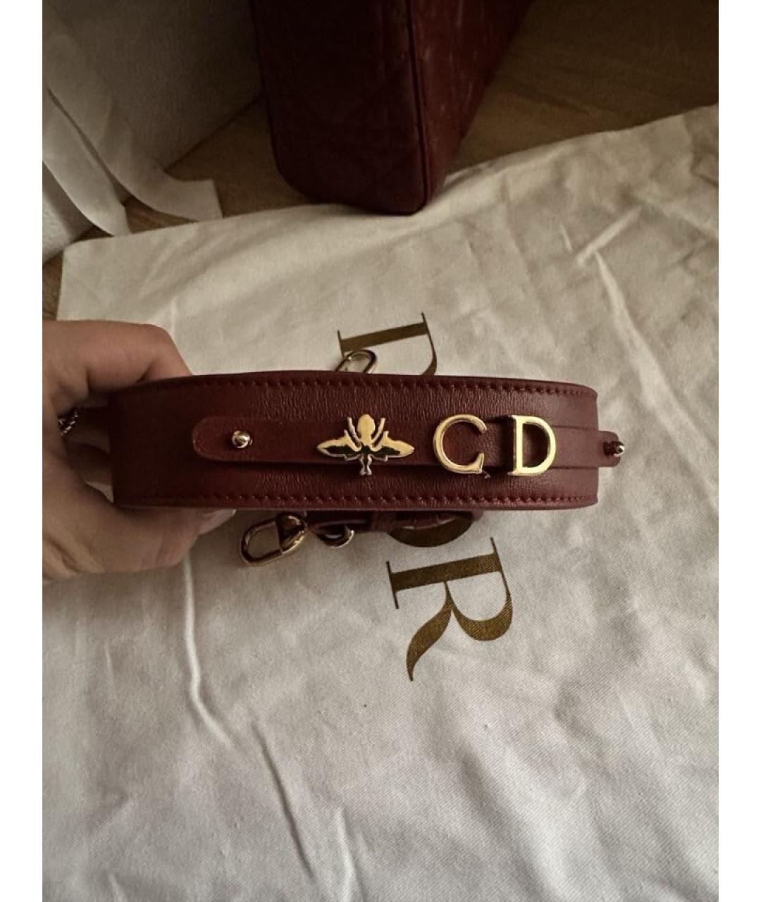 CHRISTIAN DIOR Бордовая кожаная сумка с короткими ручками, фото 6