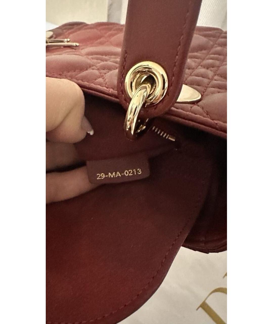 CHRISTIAN DIOR Бордовая кожаная сумка с короткими ручками, фото 8