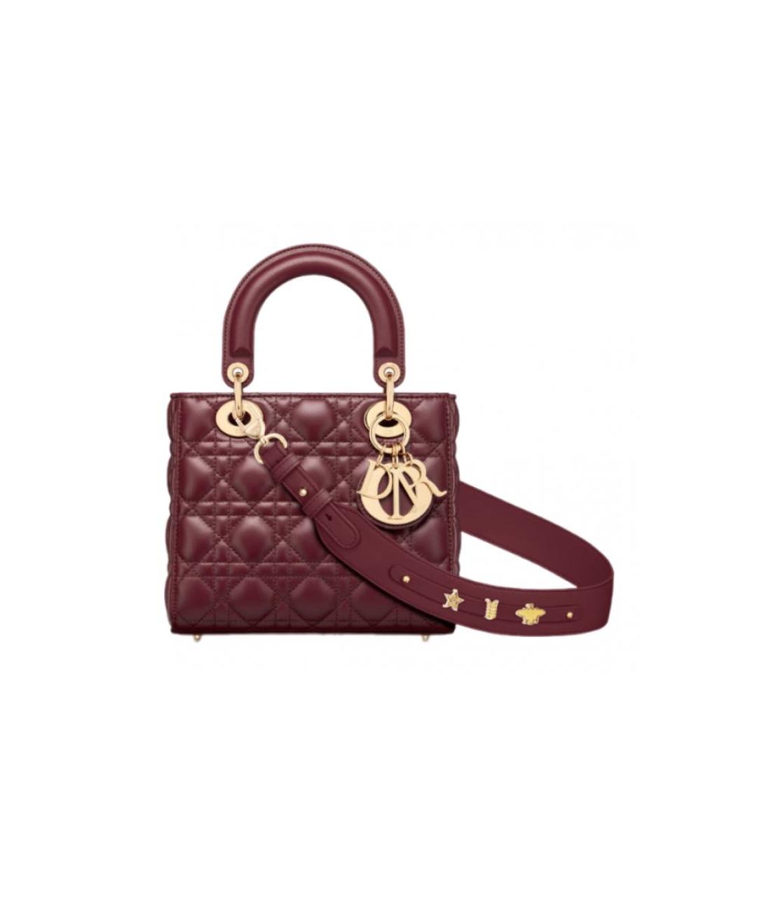 CHRISTIAN DIOR Бордовая кожаная сумка с короткими ручками, фото 9