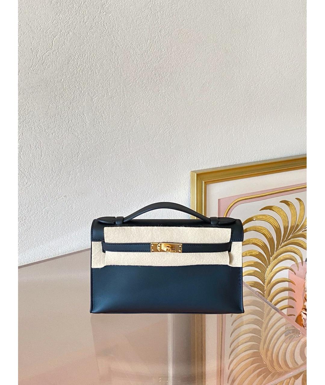 HERMES Черная кожаная сумка с короткими ручками, фото 6