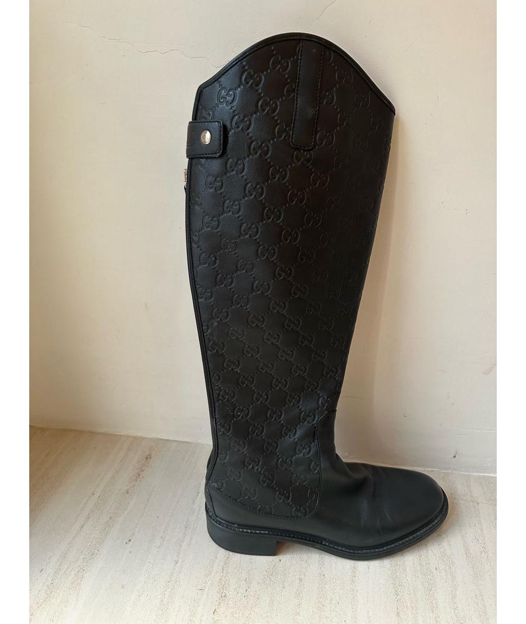 GUCCI Черные кожаные сапоги, фото 5