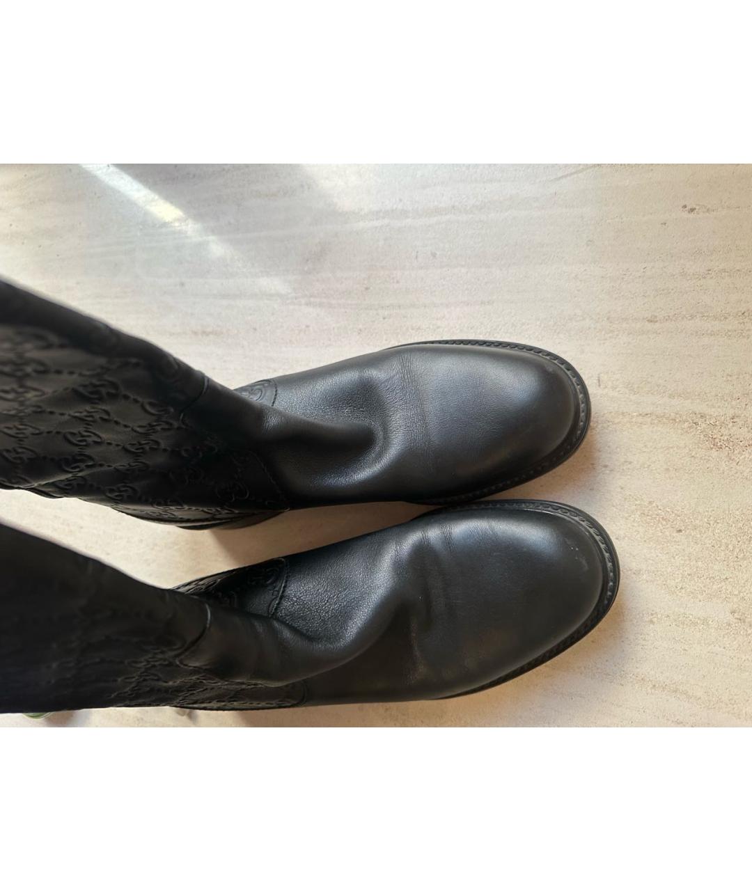 GUCCI Черные кожаные сапоги, фото 3