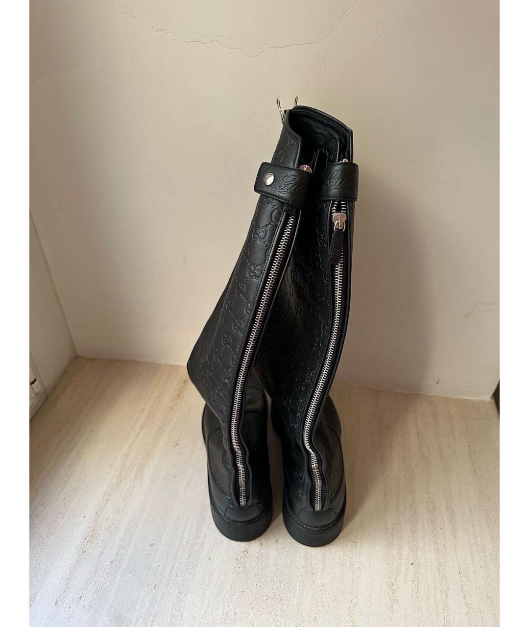 GUCCI Черные кожаные сапоги, фото 4