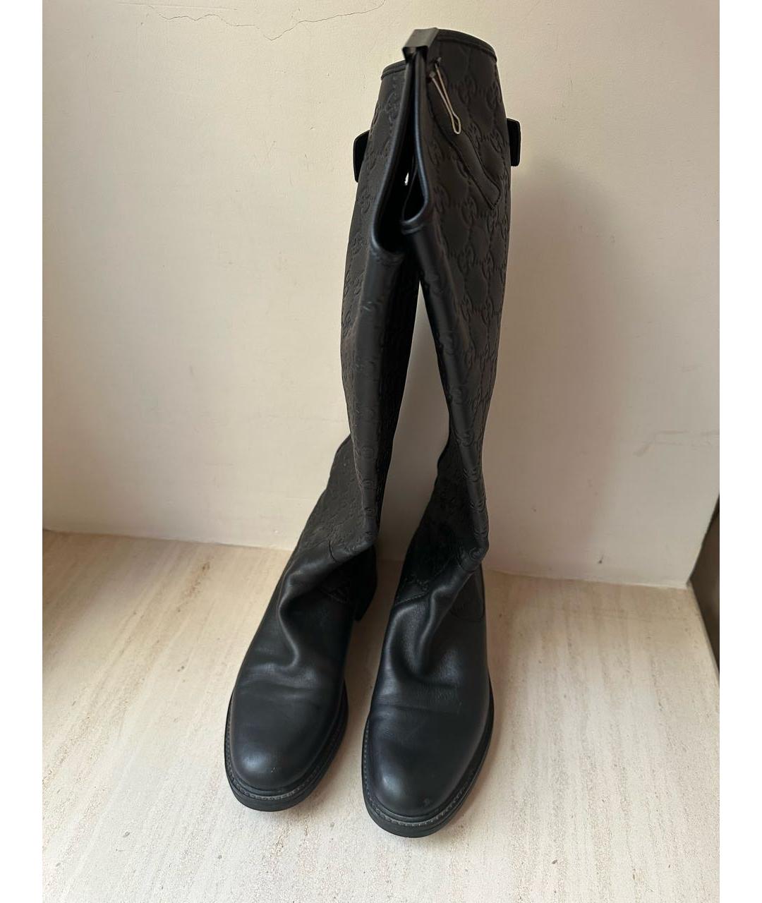 GUCCI Черные кожаные сапоги, фото 2