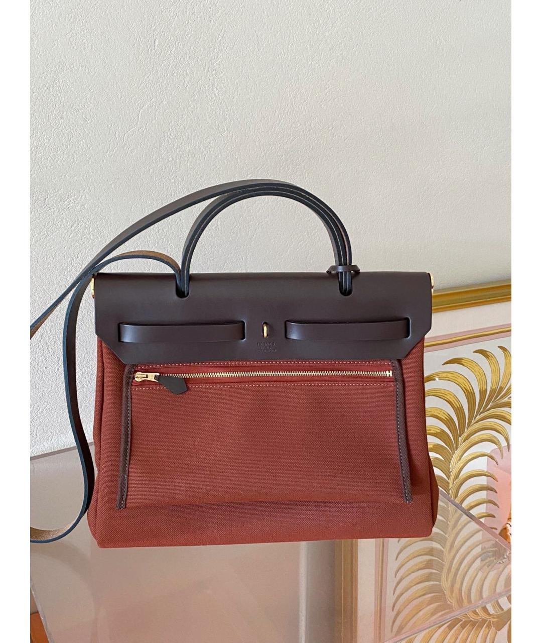 HERMES Коричневая тканевая сумка через плечо, фото 3