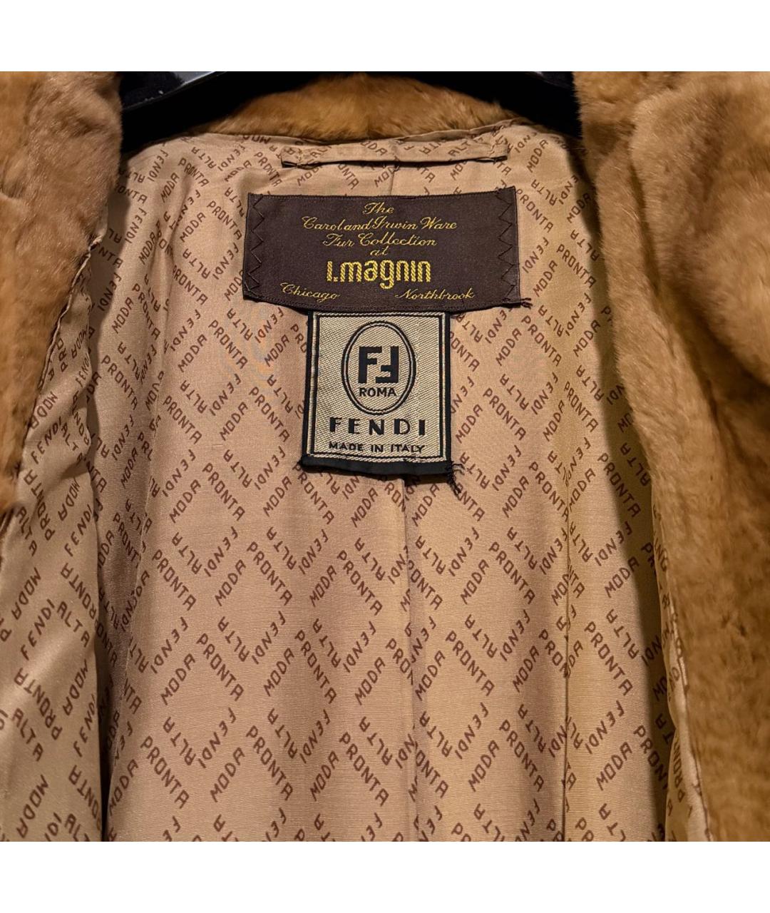 FENDI Коричневая меховая шуба, фото 3