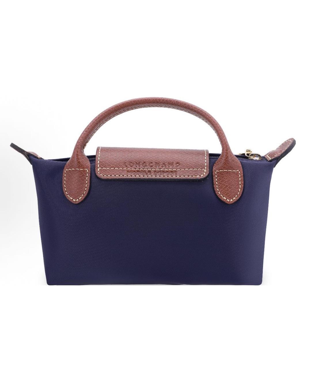 LONGCHAMP Темно-синяя тканевая сумка с короткими ручками, фото 3