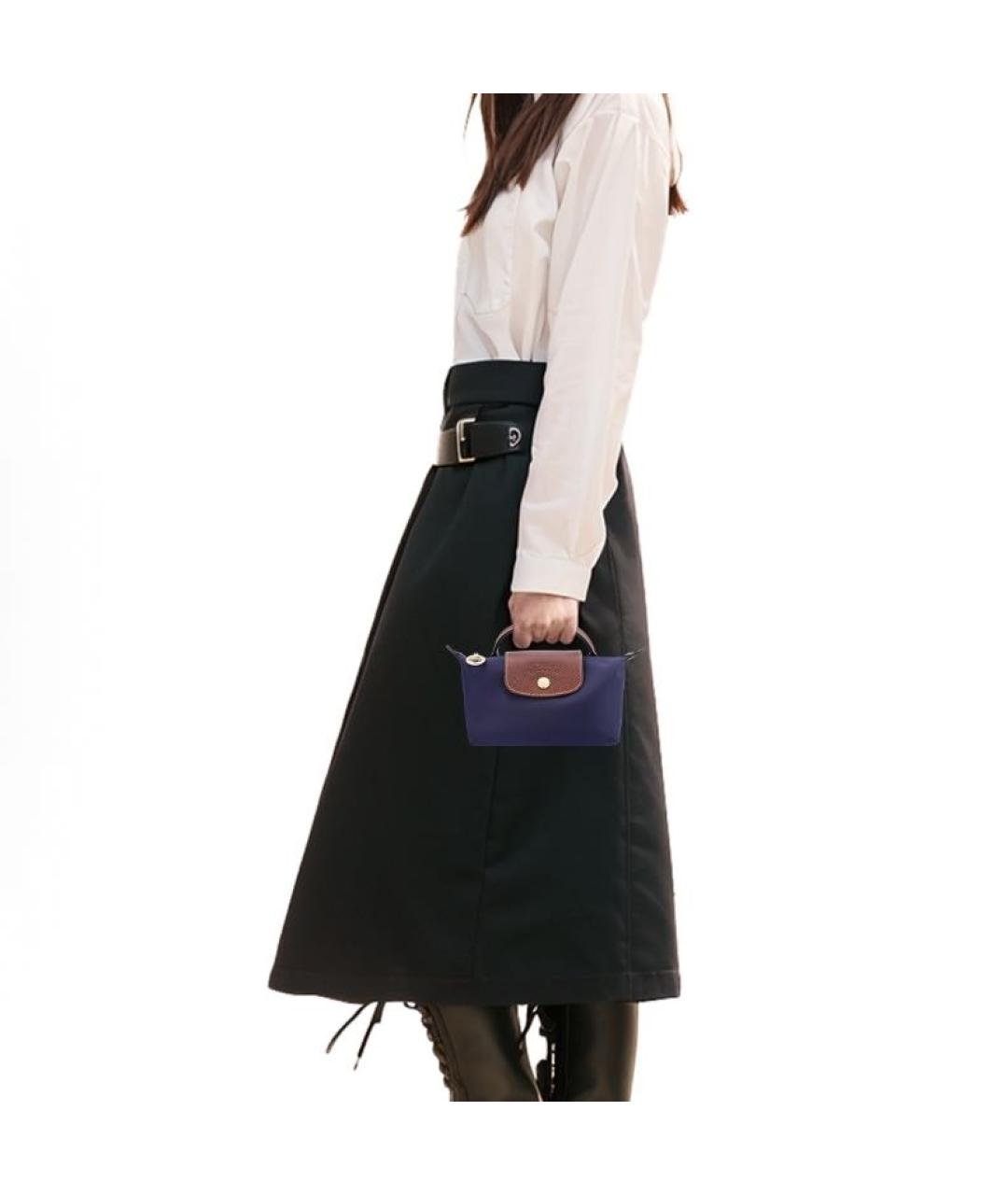 LONGCHAMP Темно-синяя тканевая сумка с короткими ручками, фото 4