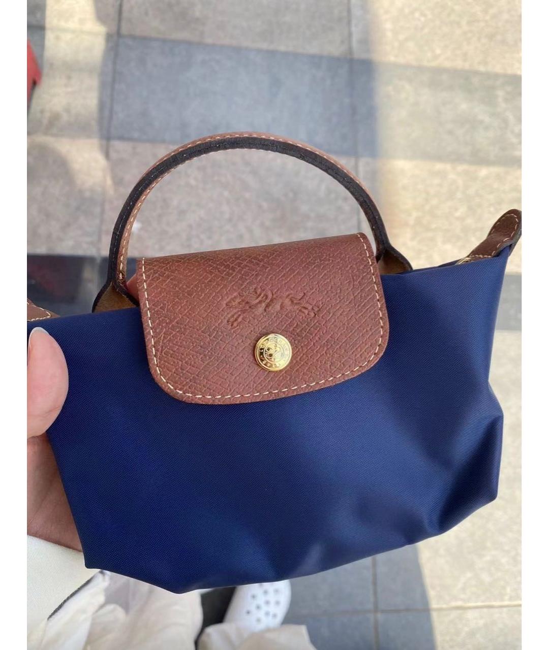 LONGCHAMP Темно-синяя тканевая сумка с короткими ручками, фото 8