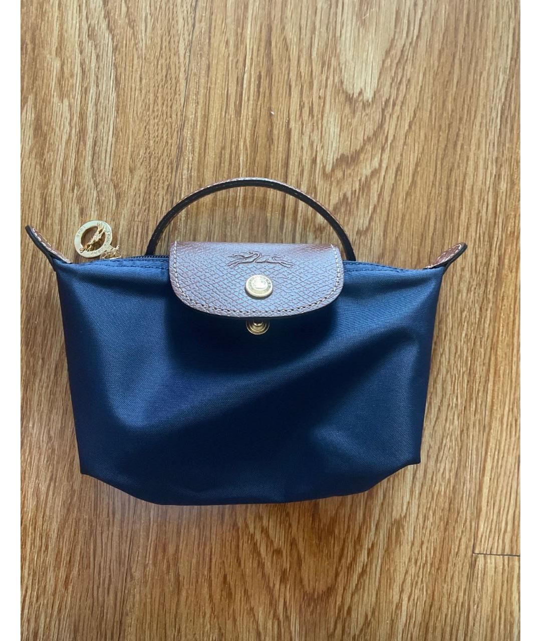 LONGCHAMP Темно-синяя тканевая сумка с короткими ручками, фото 6