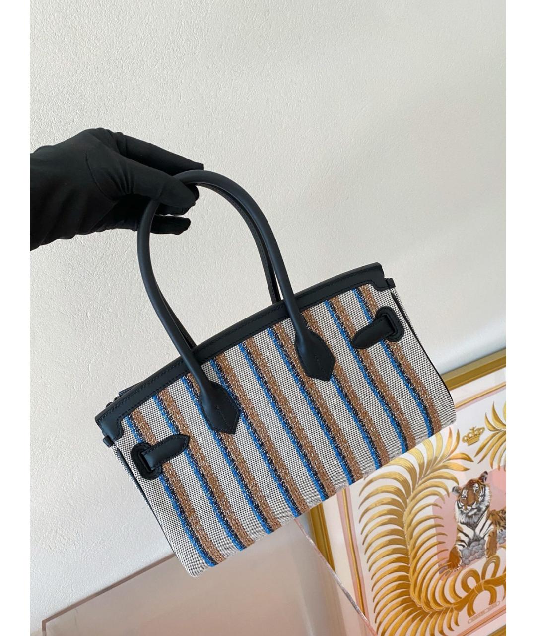 HERMES Черная деним сумка с короткими ручками, фото 5