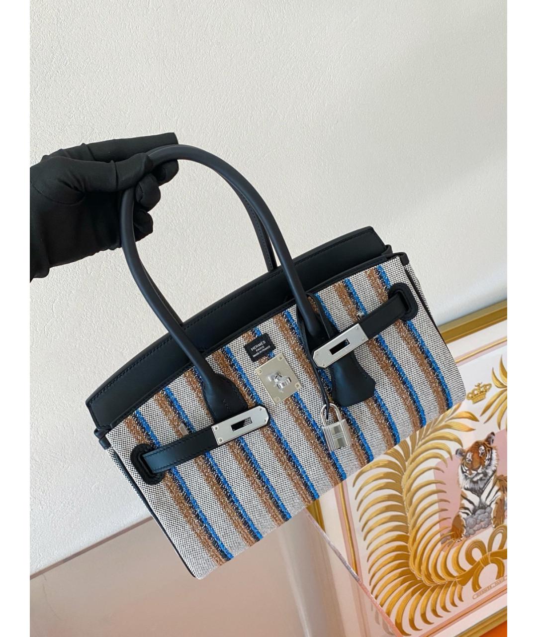 HERMES Черная деним сумка с короткими ручками, фото 4