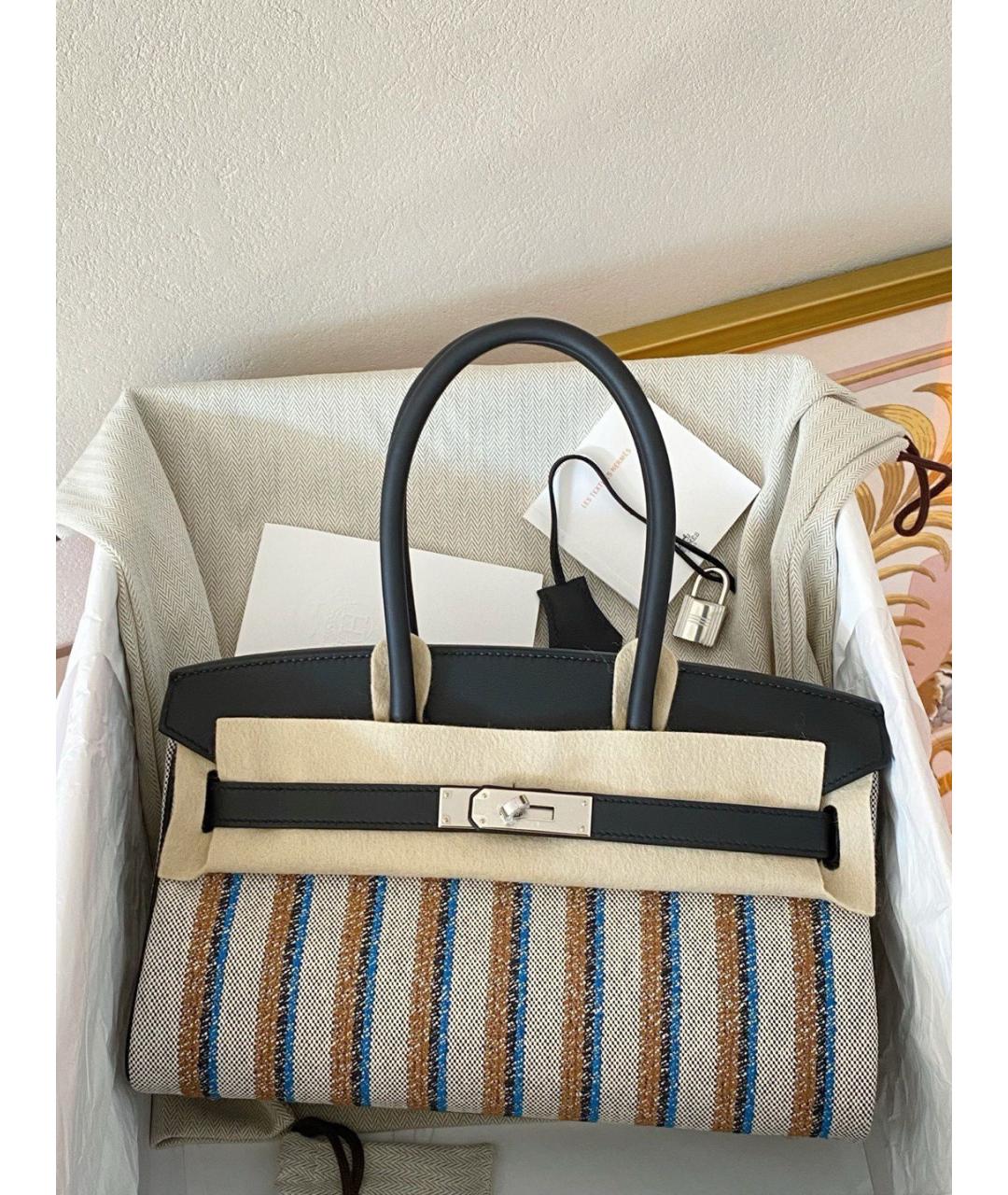 HERMES Черная деним сумка с короткими ручками, фото 2