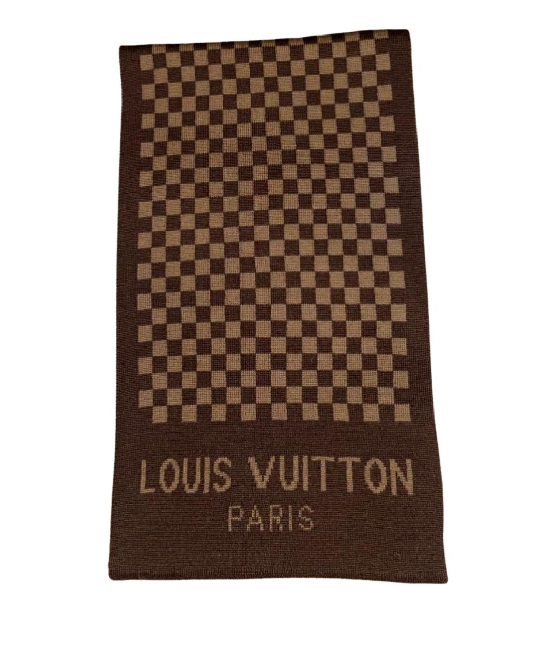 LOUIS VUITTON Коричневый шерстяной шарф, фото 1