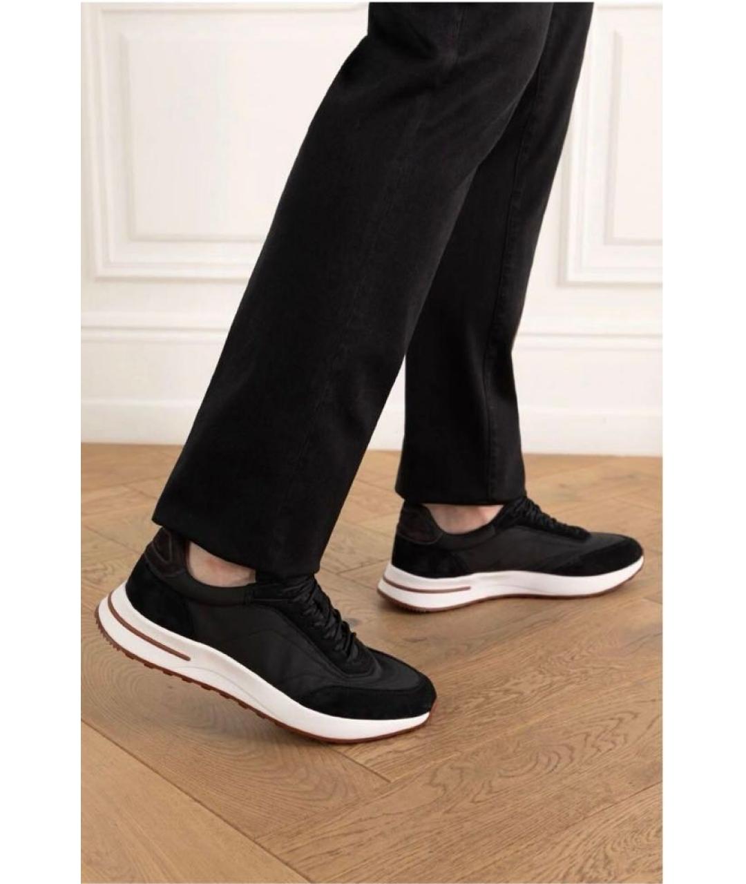 LORO PIANA Черные замшевые низкие кроссовки / кеды, фото 6