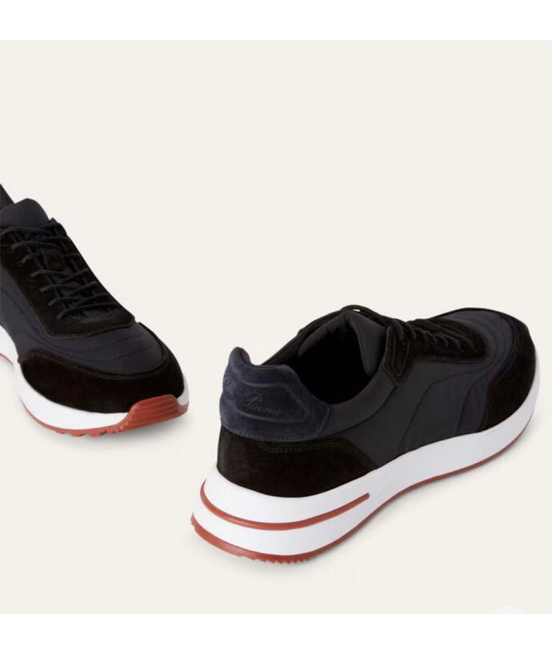 LORO PIANA Черные замшевые низкие кроссовки / кеды, фото 4