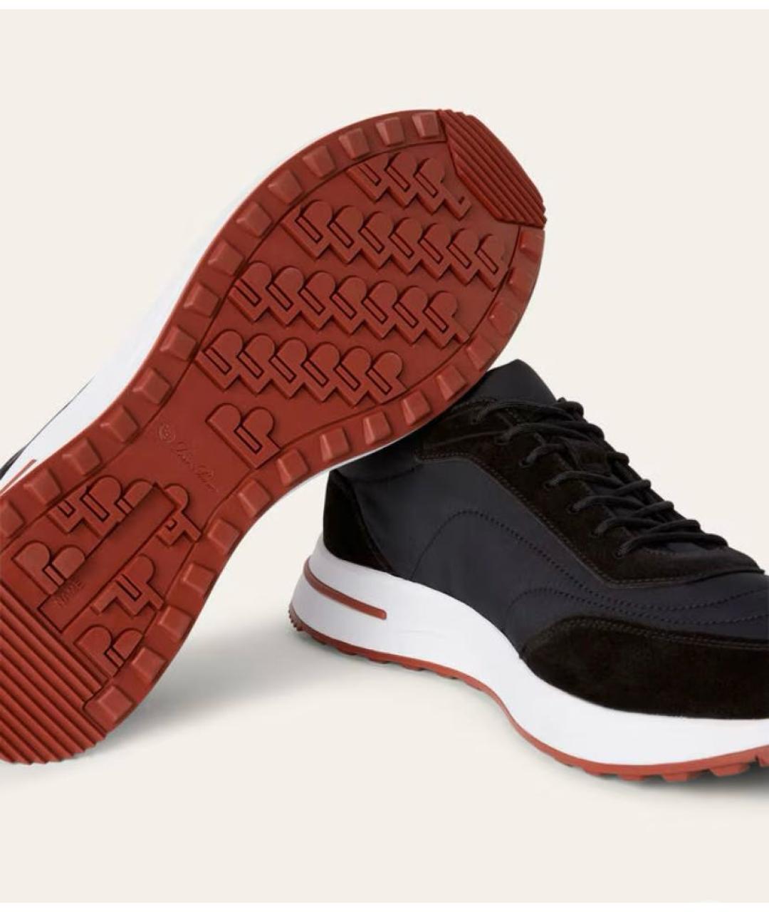 LORO PIANA Черные замшевые низкие кроссовки / кеды, фото 5