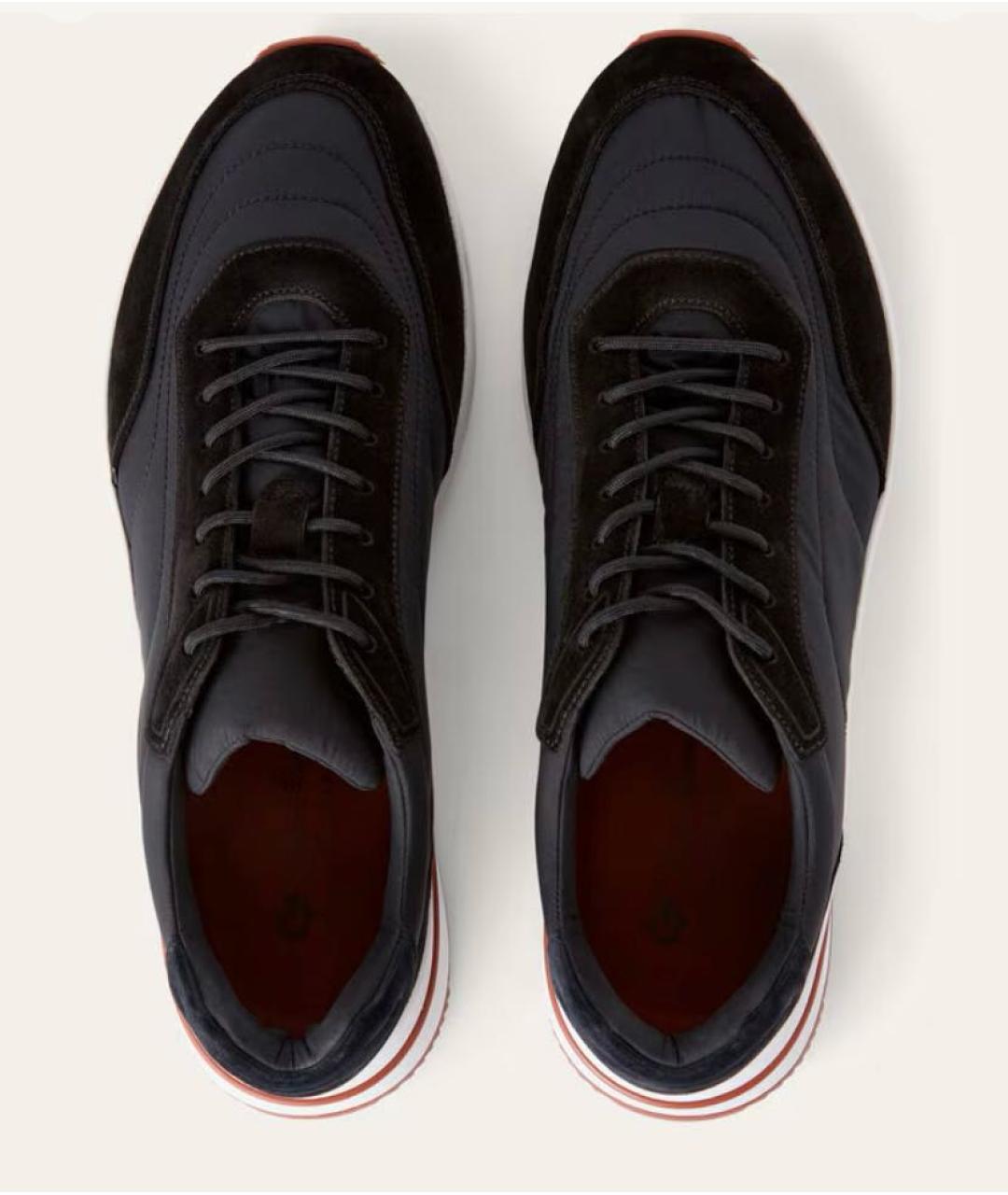 LORO PIANA Черные замшевые низкие кроссовки / кеды, фото 3