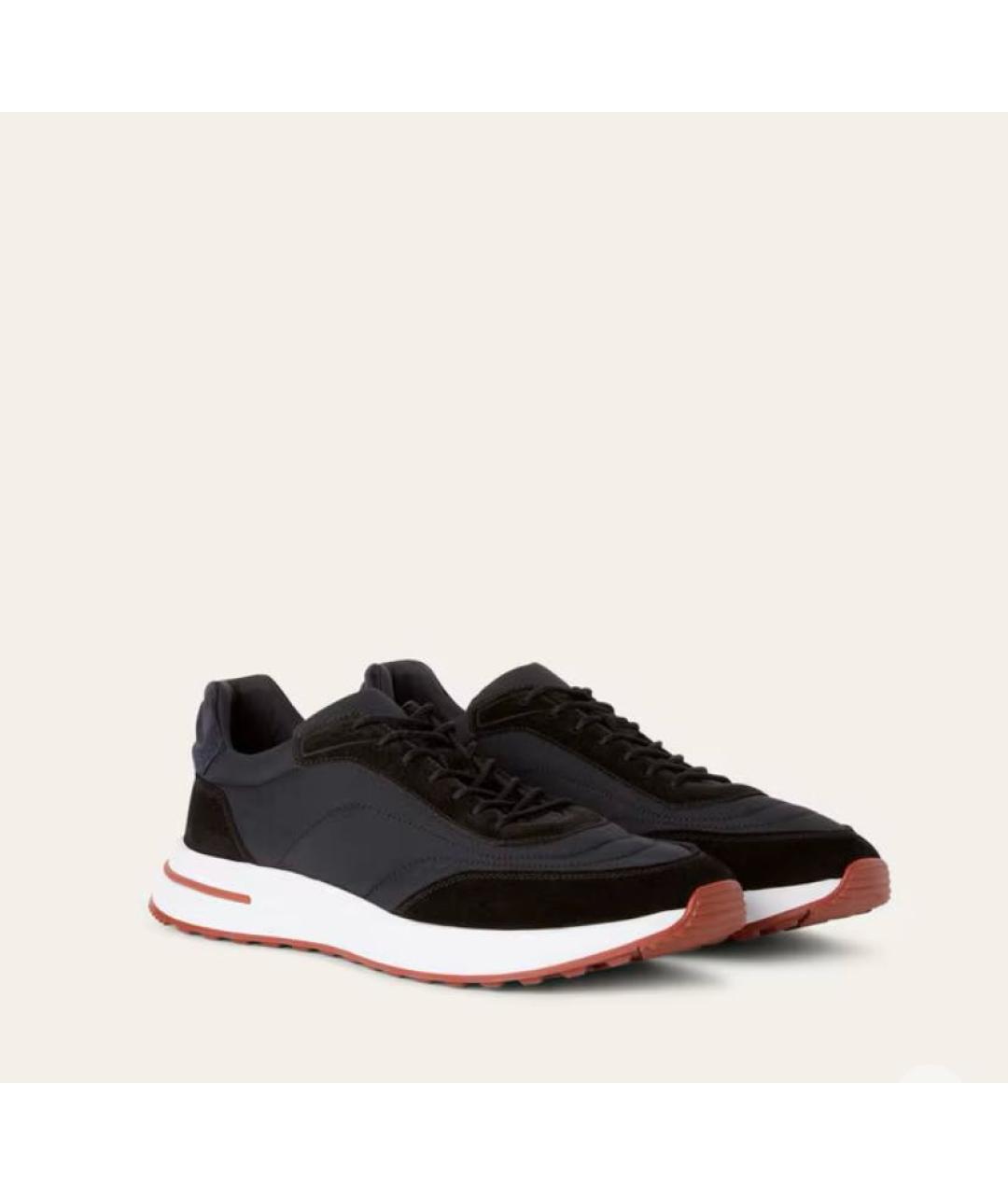 LORO PIANA Черные замшевые низкие кроссовки / кеды, фото 2