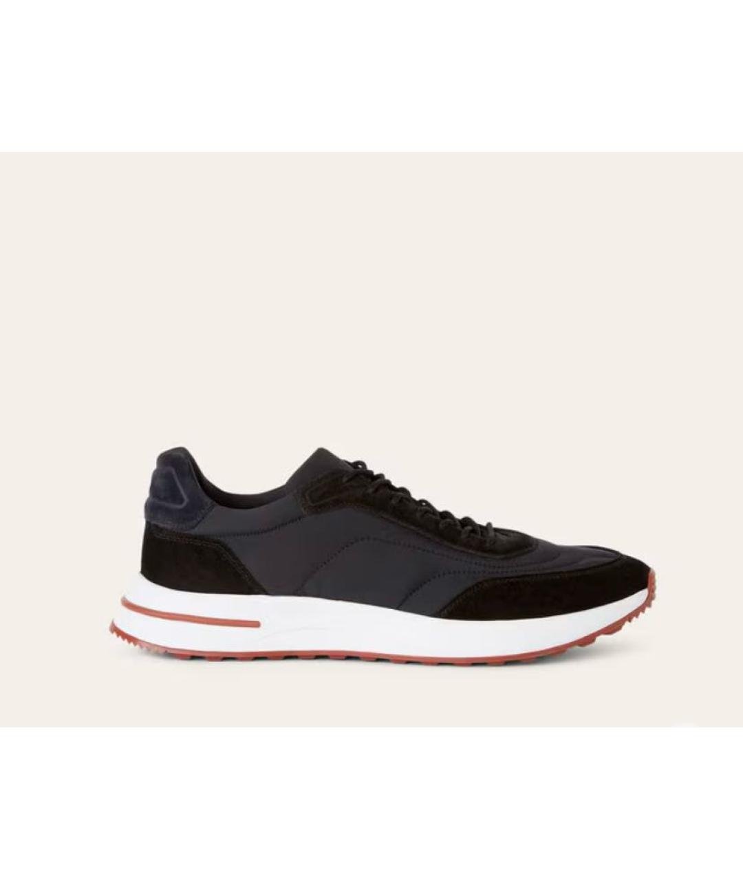 LORO PIANA Черные замшевые низкие кроссовки / кеды, фото 7