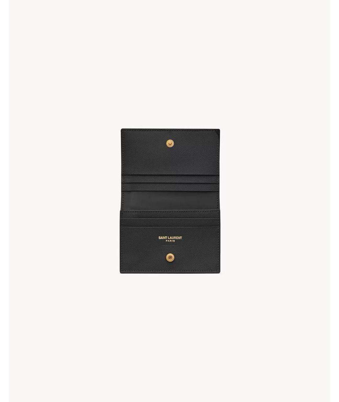 SAINT LAURENT Черный кожаный кардхолдер, фото 3