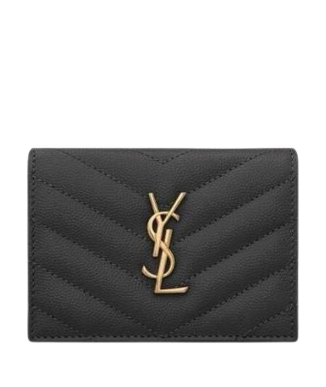 SAINT LAURENT Черный кожаный кардхолдер, фото 1