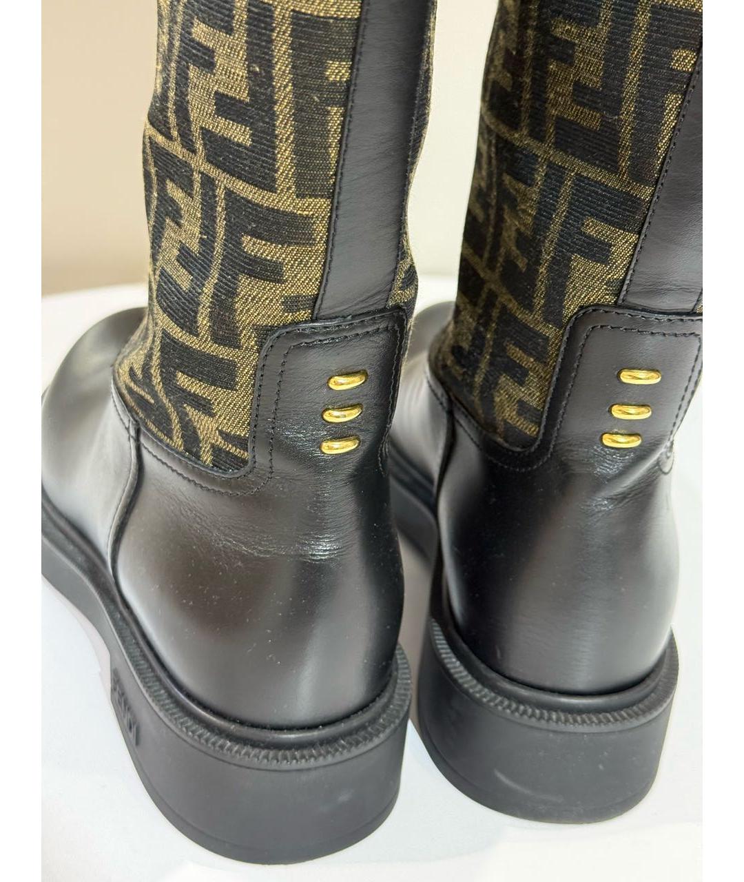 FENDI Коричневые кожаные сапоги, фото 4
