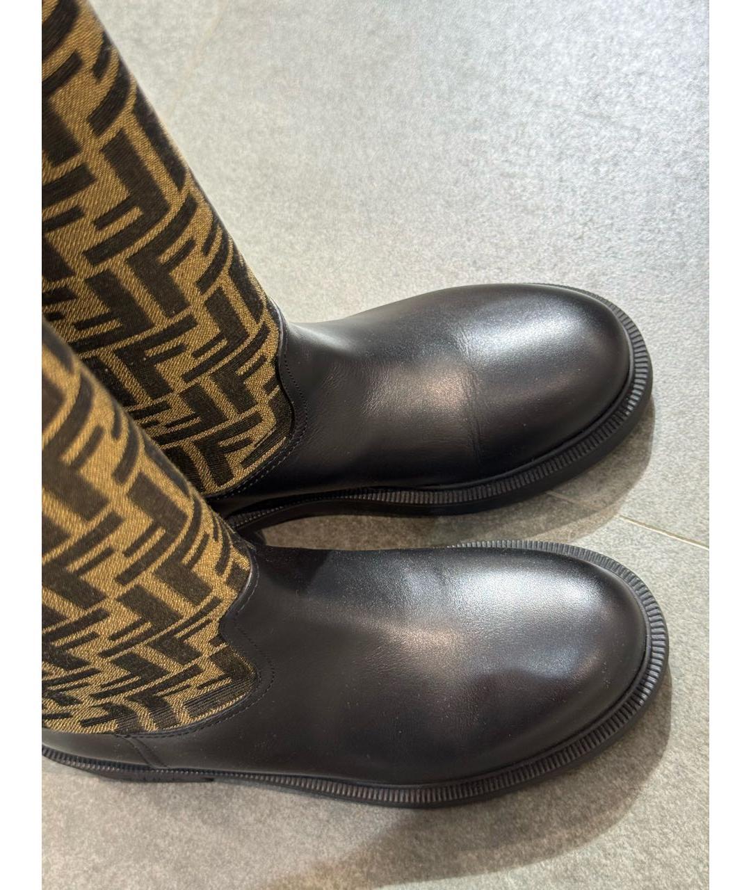 FENDI Коричневые кожаные сапоги, фото 3