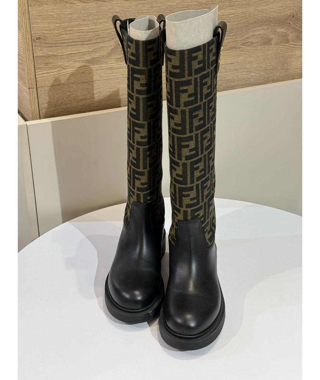 FENDI Коричневые кожаные сапоги, фото 2