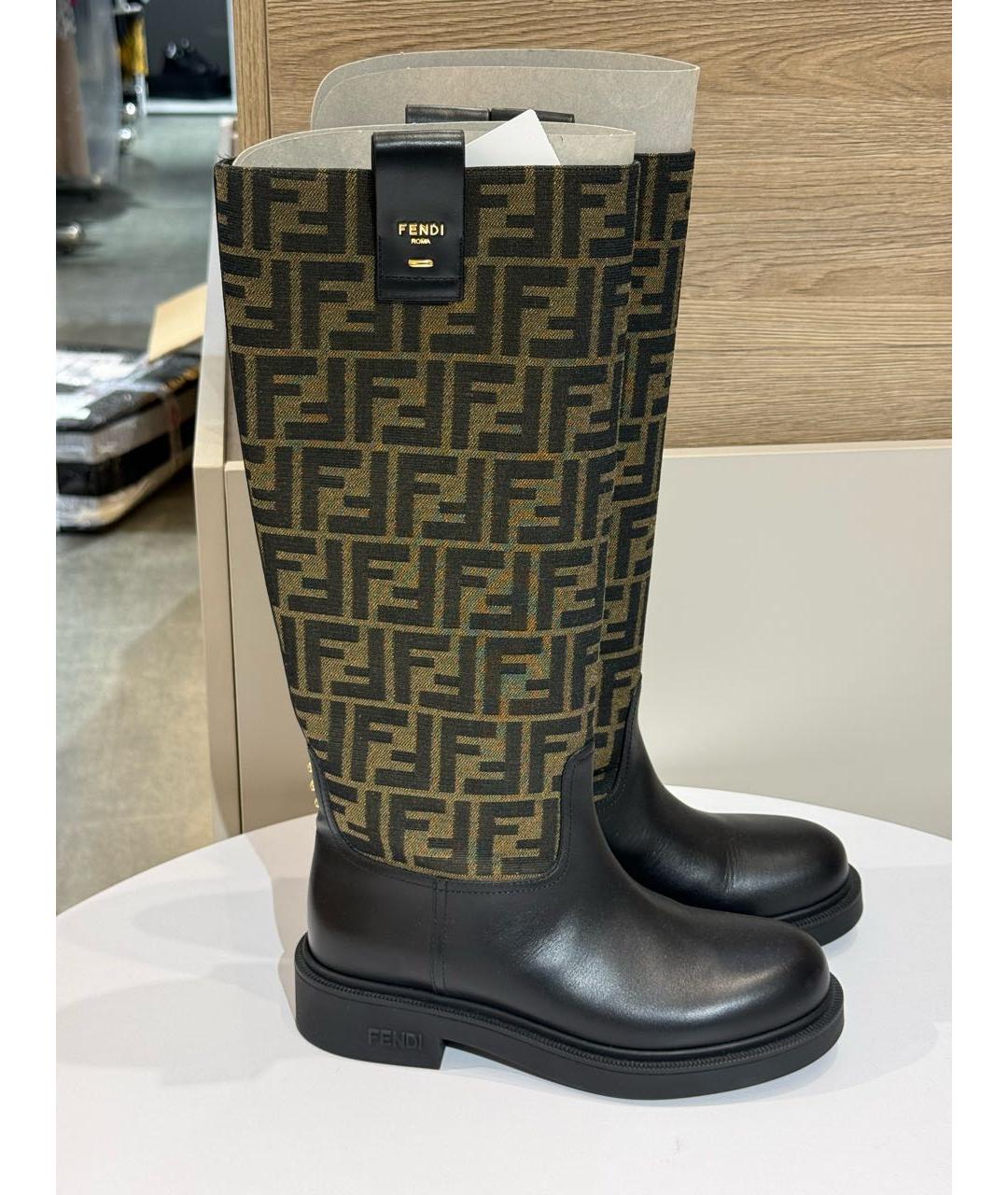 FENDI Коричневые кожаные сапоги, фото 7