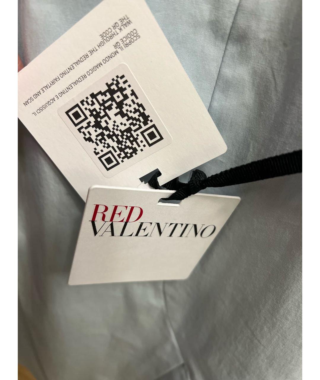 RED VALENTINO Голубое хлопковое коктейльное платье, фото 5