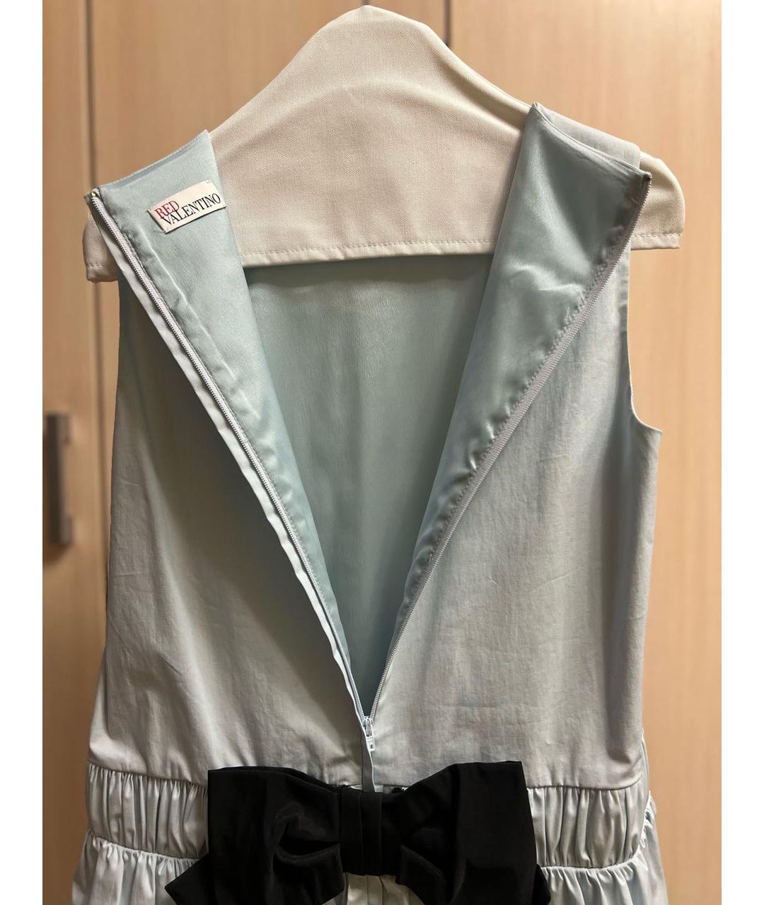 RED VALENTINO Голубое хлопковое коктейльное платье, фото 3