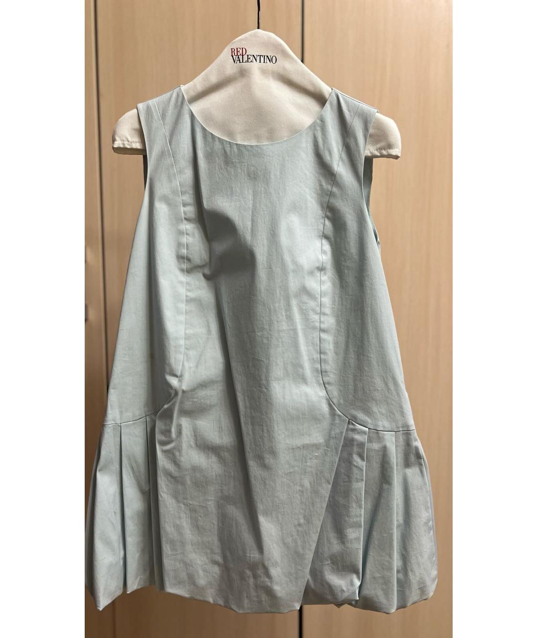 RED VALENTINO Голубое хлопковое коктейльное платье, фото 8
