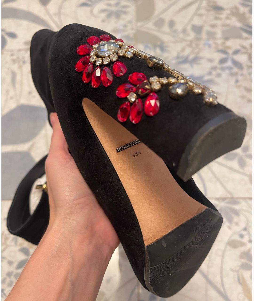 DOLCE&GABBANA Черные замшевые ботильоны, фото 4