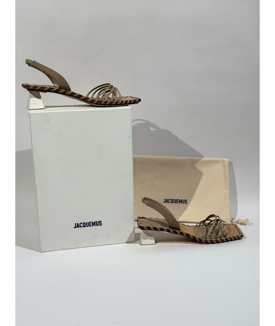 JACQUEMUS Бежевые кожаные босоножки, фото 5