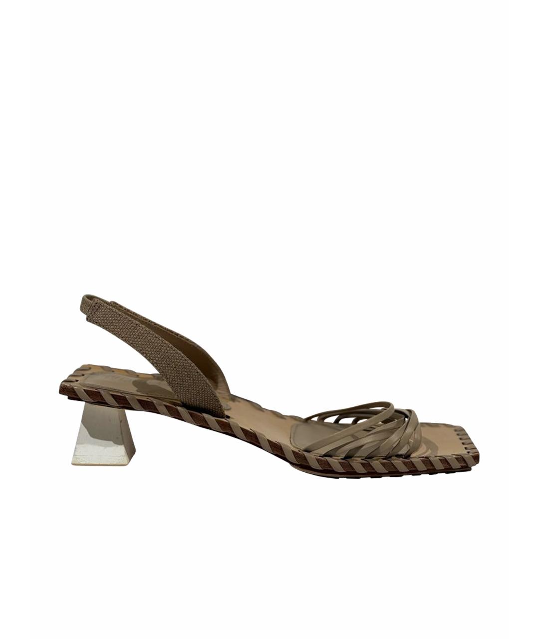JACQUEMUS Бежевые кожаные босоножки, фото 1