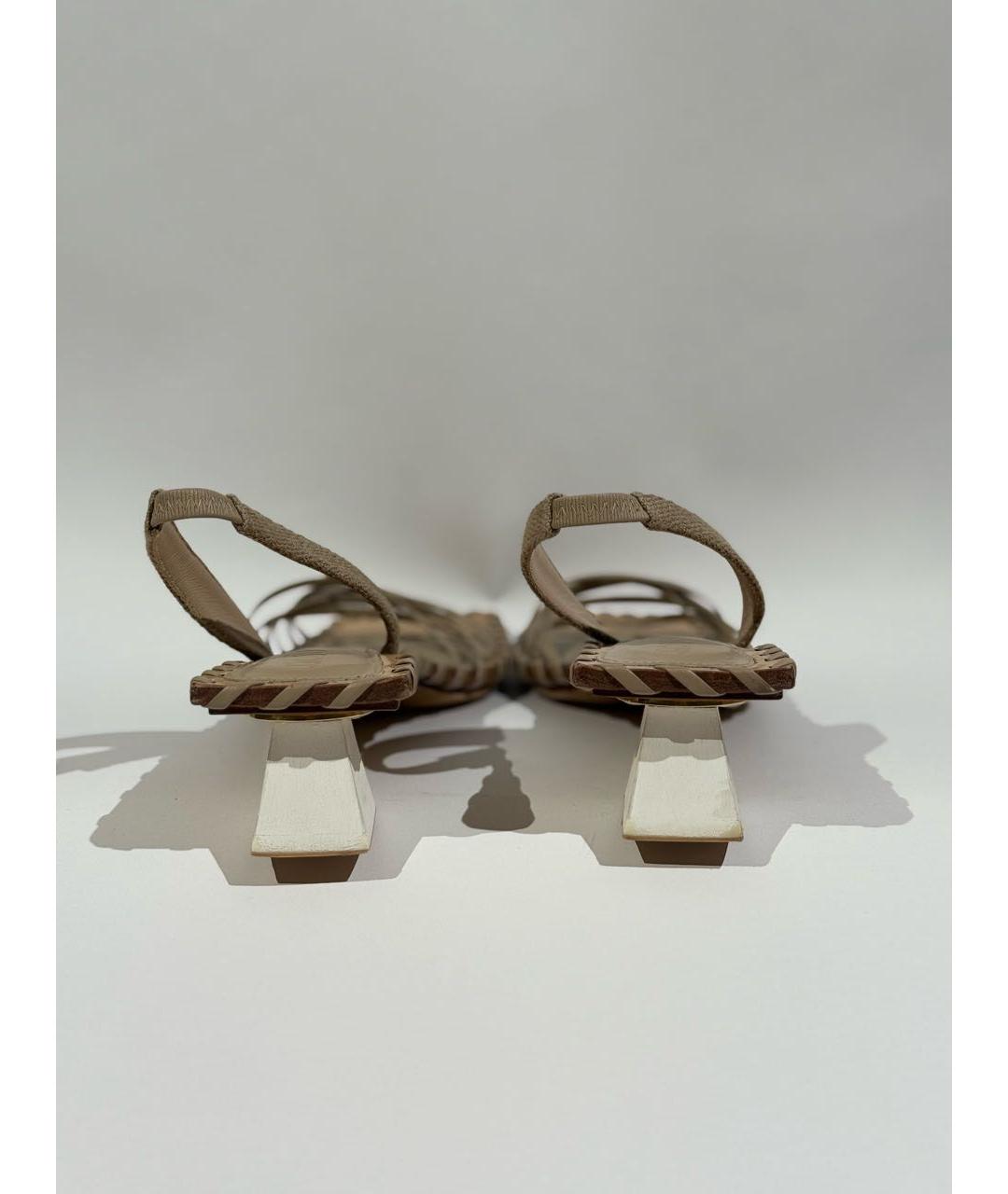 JACQUEMUS Бежевые кожаные босоножки, фото 4