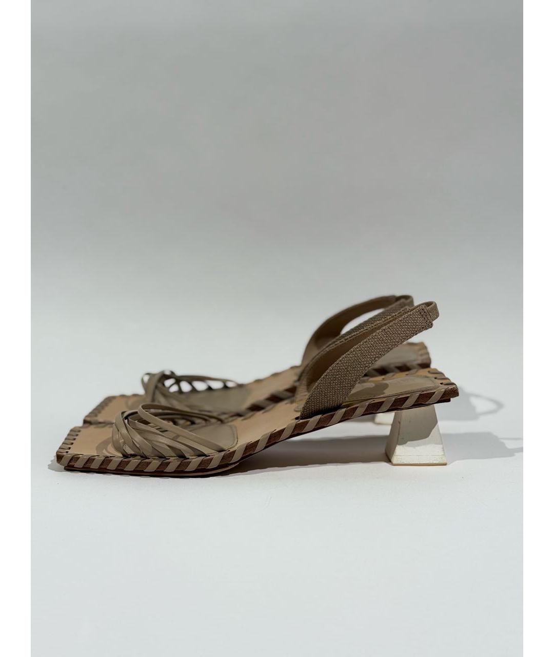 JACQUEMUS Бежевые кожаные босоножки, фото 6