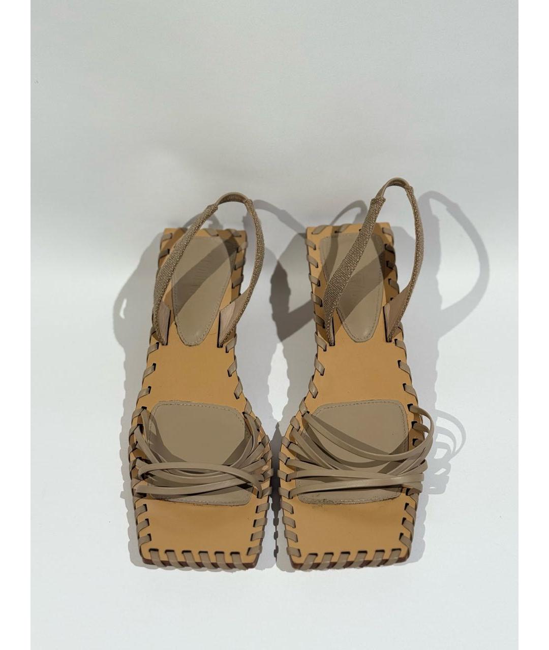 JACQUEMUS Бежевые кожаные босоножки, фото 2