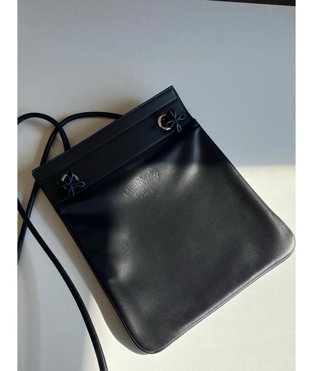 HERMES Черная кожаная сумка через плечо, фото 4